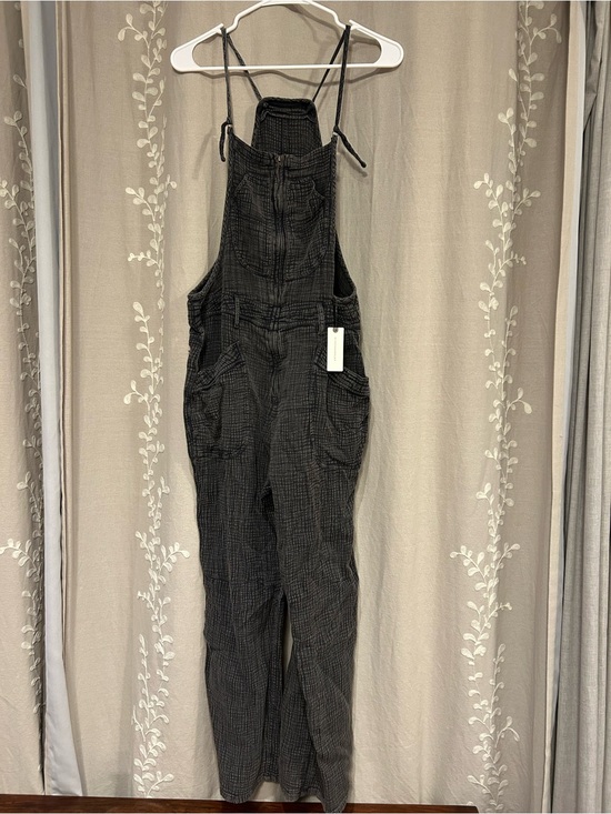 Anthropologie Pants - Anthropologie Black Textured Tie-Strap Overalls
